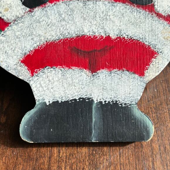 Vintage Wooden Santa Claus Painted Decor Christmas Holiday 8.5” signed dated - Picture 5 of 8